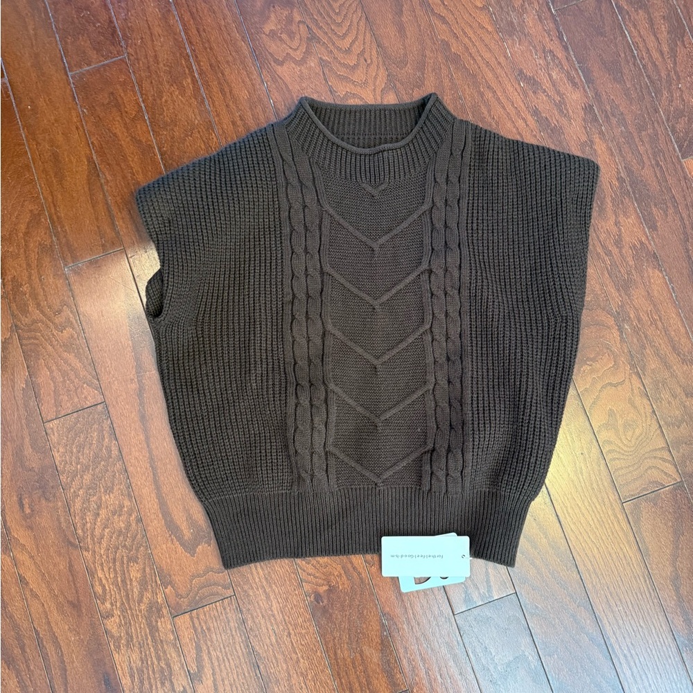 Commense Women's Black Cable Knit Crewneck Top